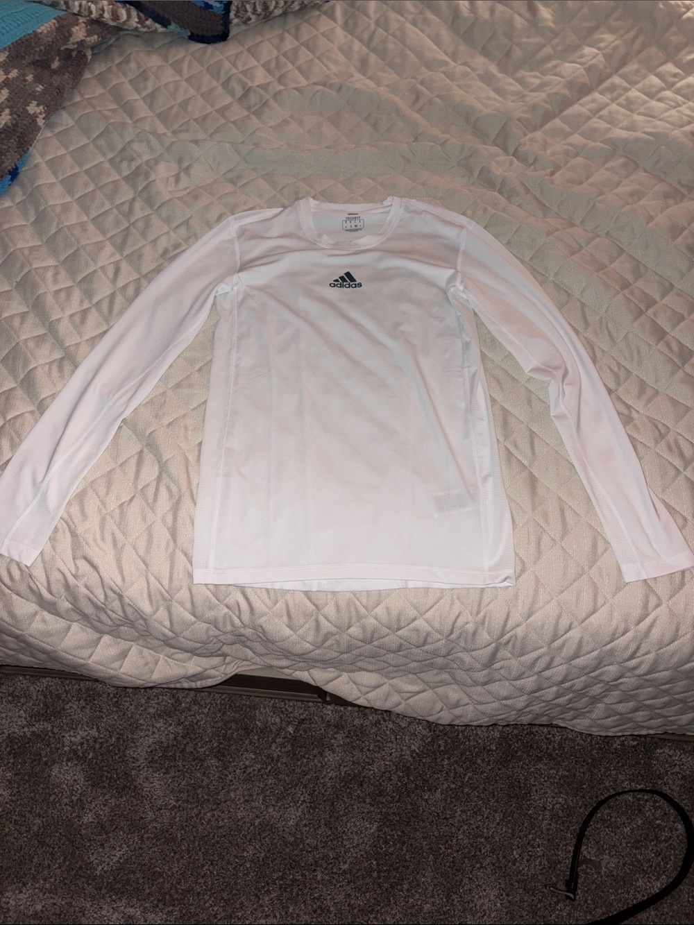 Adidas TECHFIT/PRIMEGREEN Athletic Performance White Long Sleeve Shirt - Picture 2 of 7
